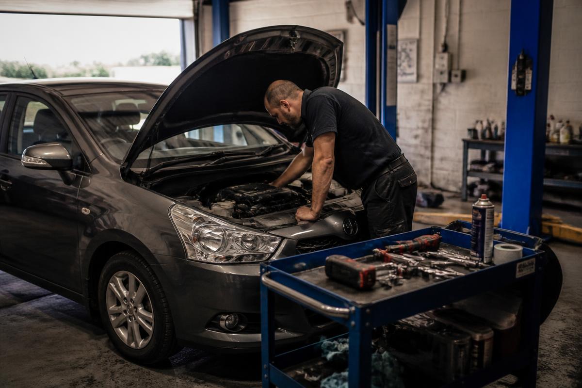 A Zaks Cars technician preparing a vehicle